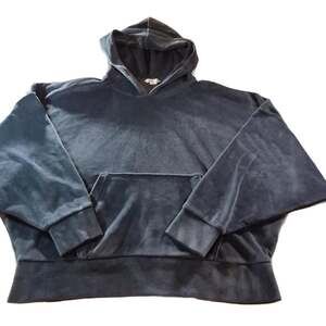 American Eagle AE Velvet Velour Hoodie Crop Hooded Pullover Sweatshirt small Gra